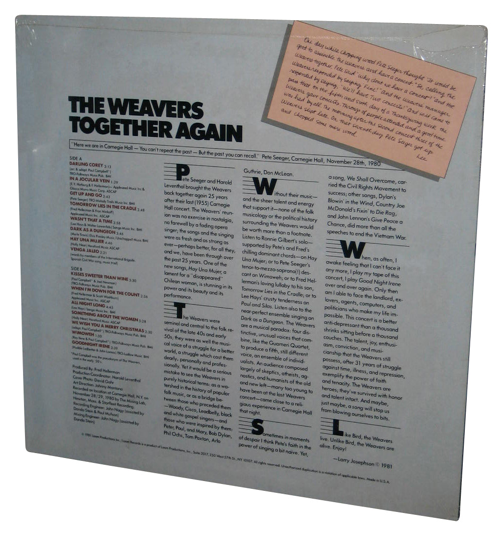 The Weavers Together Again (1981) Music LP Vinyl Record