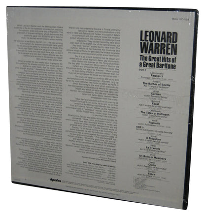 Leonard Warren The Great Hits of A Great Baritone Music LP Vinyl Record