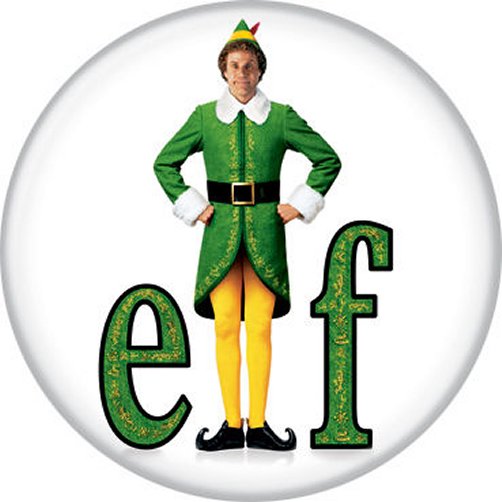Elf Christmas Movie Logo White Licensed 1.25 Inch Button 84801
