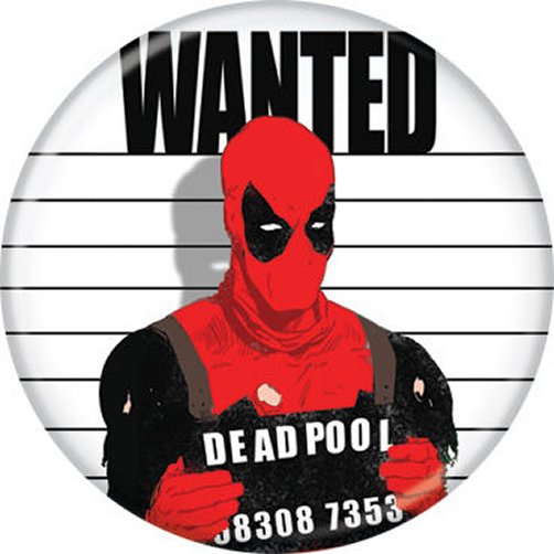 Marvel Comics Deadpool Wanted Licensed 1.25 Inch Button 84826
