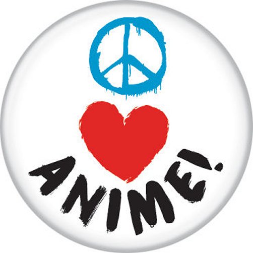 Japanese Peace Love Anime White Licensed 1.25 Inch Button 86179