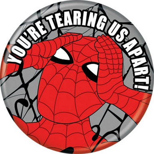 Marvel Comics Spider-Man Tearing Apart Licensed 1.25 Inch Button 87391