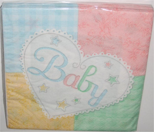 Party Dimensions Baby Birthday Heart Twinkle Lunch Napkin Pack - Made In The USA - (24 Napkins)