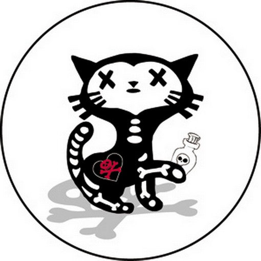 Bone Kitty Drunk Button B-BK-0006