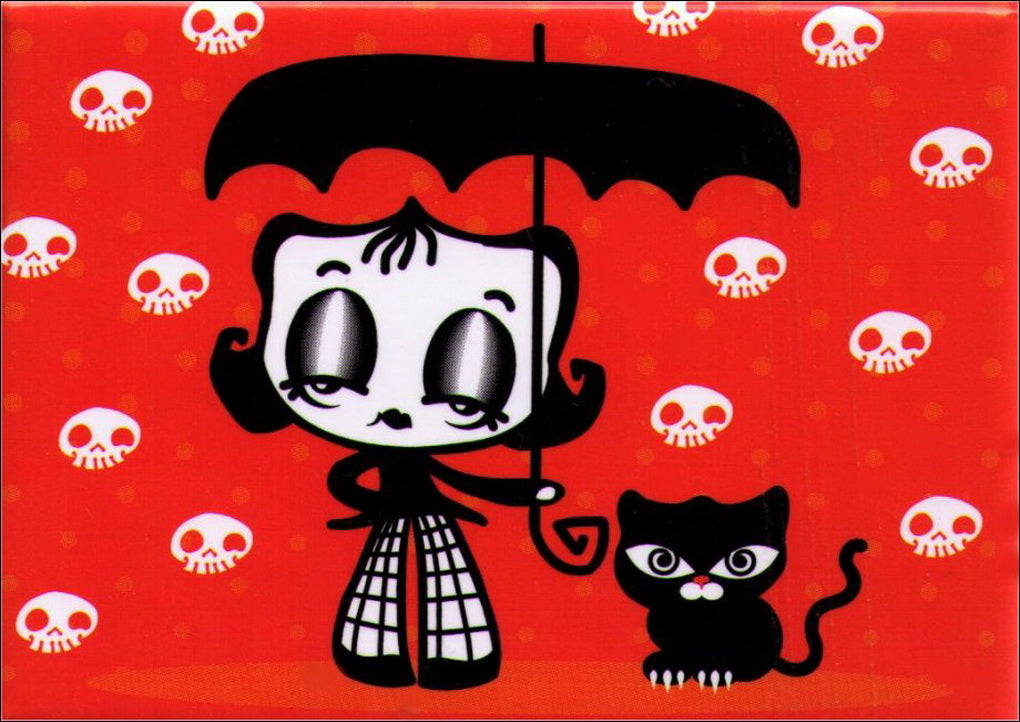 Dire Delia Black Cat Umbrella Magnet BM1335