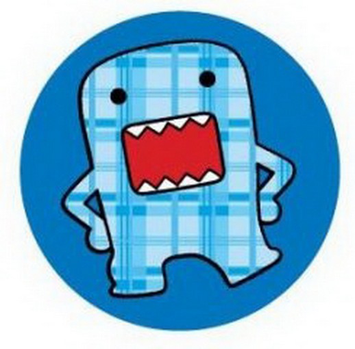 Domo-Kun Blue Plaid Checkered Button DB4284