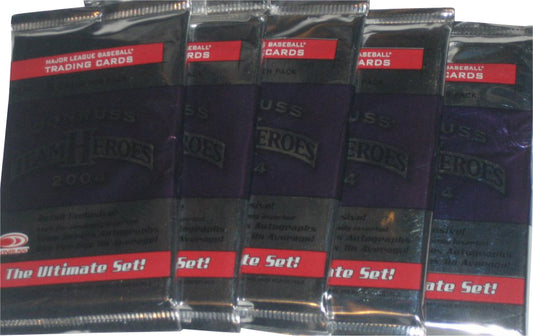 MLB Donruss Team Heroes (2004) Baseball Trading Card Pack Lot - (5 Packs)