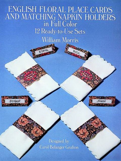 English Floral Place Cards and Matching Napkin Holders - 12 Ready-to-Use Sets