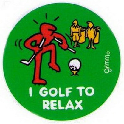 I Golf To Relax Grimm Button GB3038