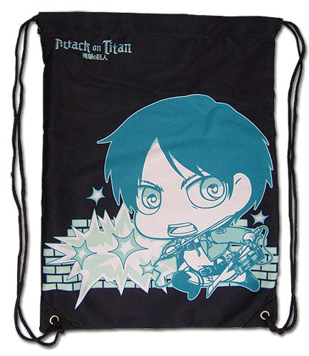 Attack On Titan Eren Black Anime Drawstring Bag GE-11625