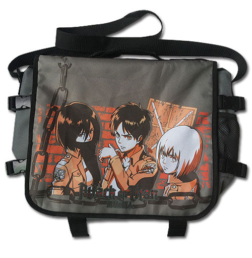 Attack On Titan Eren Mikasa & Armin Grey & Orange Anime Messenger Bag GE-11626