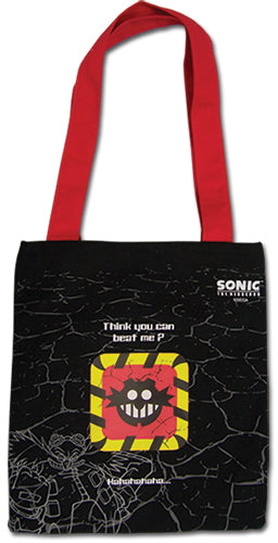 Sonic The Hedgehog Mr. Eggman Think You Can Beat Me Black Tote Bag GE-11795