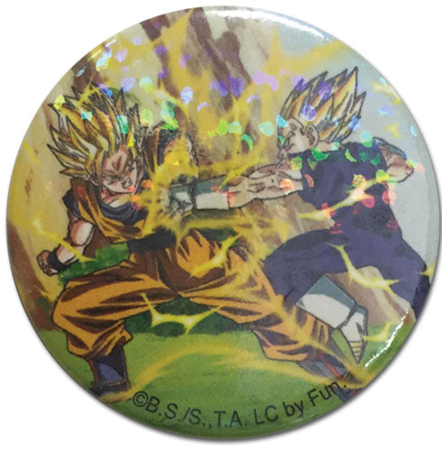 Dragon Ball Z Goku vs Vegeta Glitter Licensed Anime Button GE-16882
