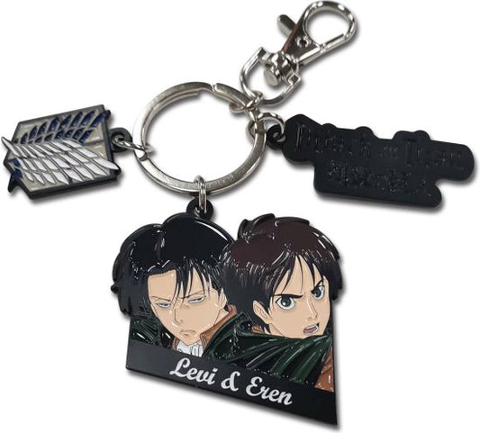 Attack On Titan Eren Yeager & Levi Ackerman Charm Anime Keychain GE-443501