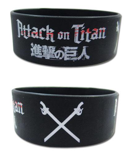 Attack On Titan Logo Black Anime PVC Wristband GE-54088