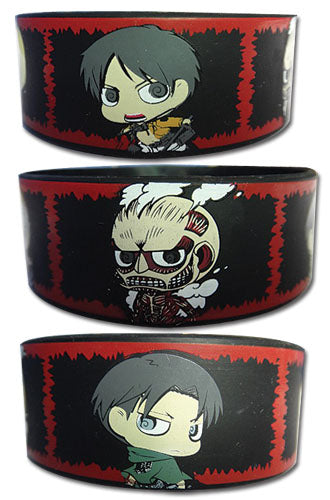 Attack On Titan SD Group Panels Black Anime PVC Wristband GE-54149