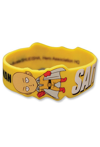 One Piece Saitama SD Yellow Bracelet Anime PVC Wristband GE-54526