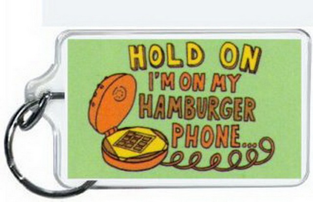 Juno Hamburger Phone Hot Properties Licensed Lucite Acrylic Keychain JK2041