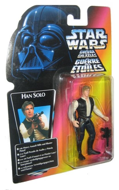 Star Wars Power of The Force (1995) Han Solo Heavy Assault Rifle & Blastor Pistol Figure - (International Card)