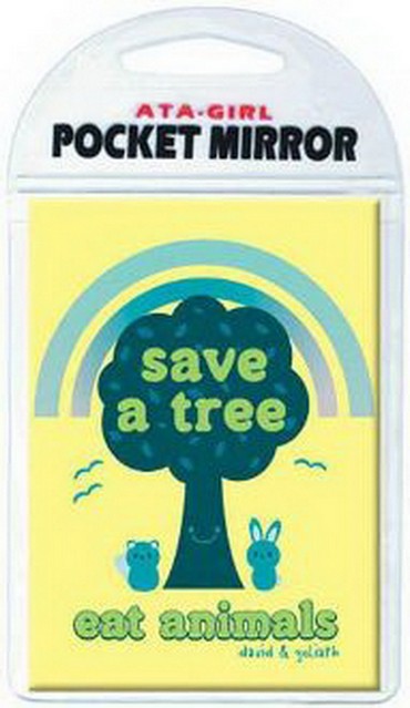 David and Goliath Save Tree Eat Animals Pocket Mirror 50660