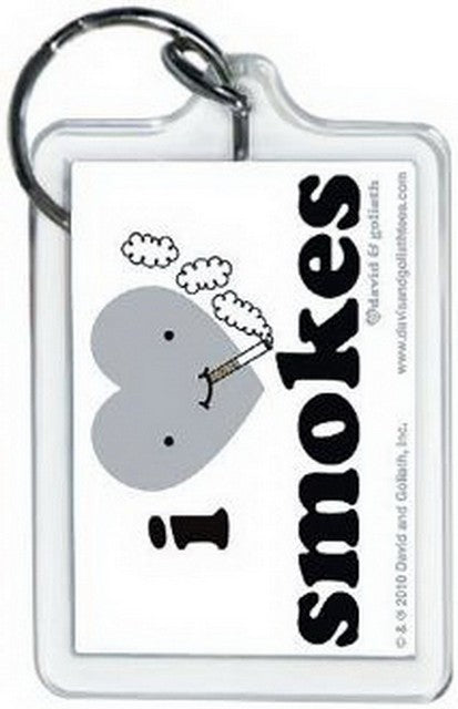 David and Goliath I Heart Smokes Lucite Keychain 65540KEY