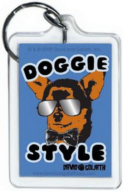 David and Goliath Doggie Style Lucite Keychain 65564KEY