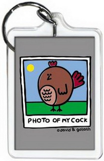 David and Goliath Cock Photo Lucite Keychain 65740KEY