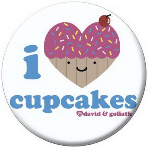 David and Goliath I Heart Cupcakes Button 81474