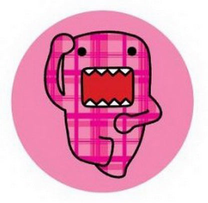 Domo-Kun Pink Plaid Checkered Button DB4285