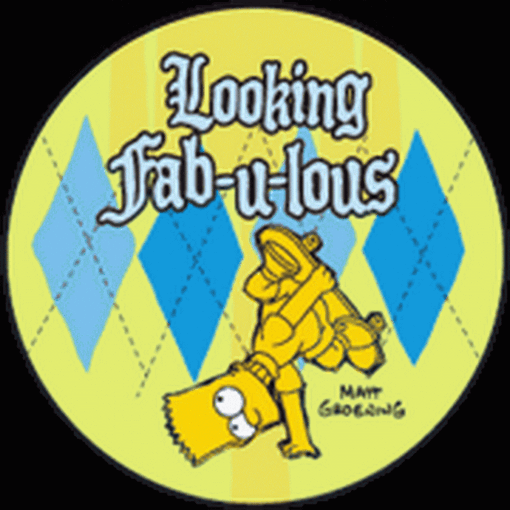 Simpsons Bart Looking Fabulous Button SB3303