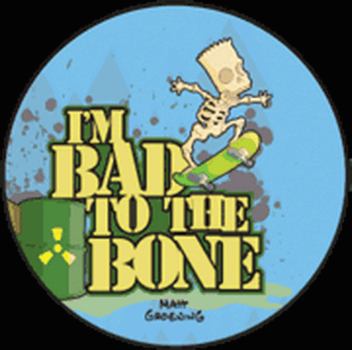 Simpsons Bart Bad To The Bone Button SB3307