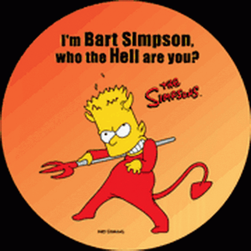 Simpsons Who The Hell Are You Button SB89