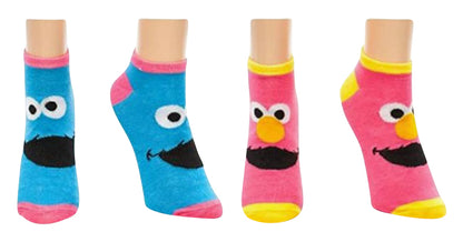 Sesame Street Elmo & Cookie Monster Bioworld Pink & Blue Ankle Socks Pack