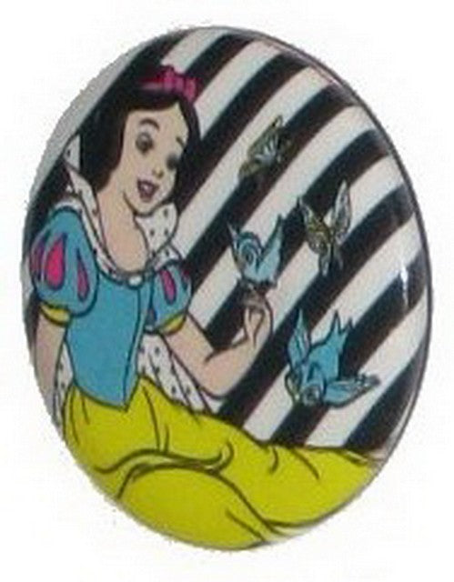 Disney Snow White Black & White Stripes Button