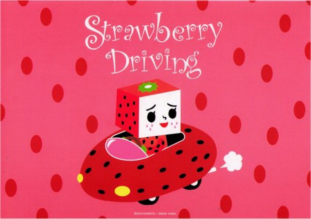 ToFu-Oyako Strawberry Driving Greeting Card DVR1003