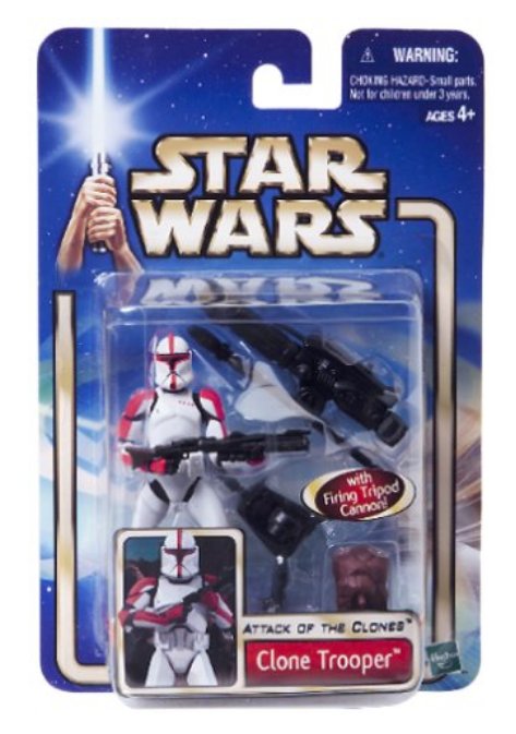 Star Wars Episode II Attack of The Clones Clone Trooper Figure w/ Firing Tripod Cannon